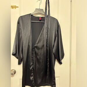 La Senza black silk robe.